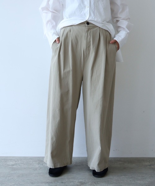 yuni パンツ 強撚コットン近江晒 ハイウエストコクーンパンツ