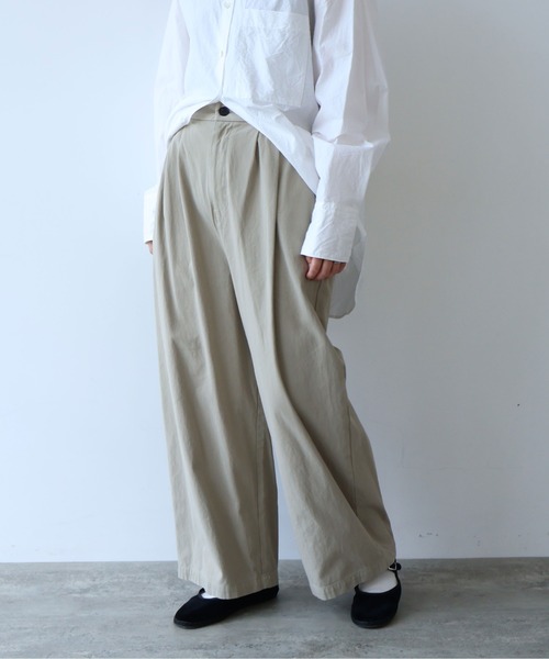 yuni パンツ 強撚コットン近江晒 ハイウエストコクーンパンツ