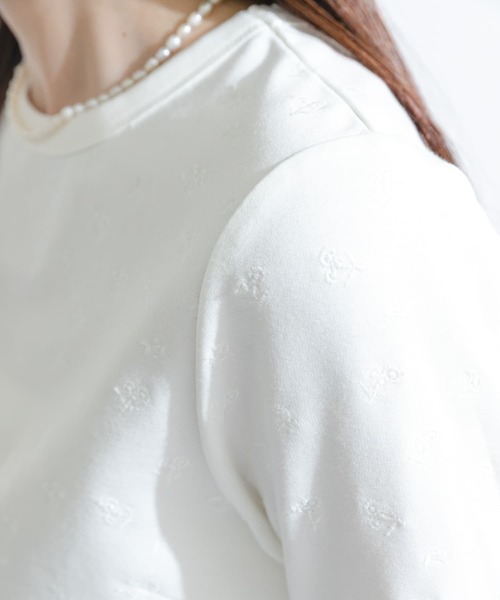 tシャツ F by ROSSO　フラワー刺繍5分袖Tシャツ レディース F by ROSSO tシャツ ROSSO フラワー刺繍5分袖Tシャツ レディース