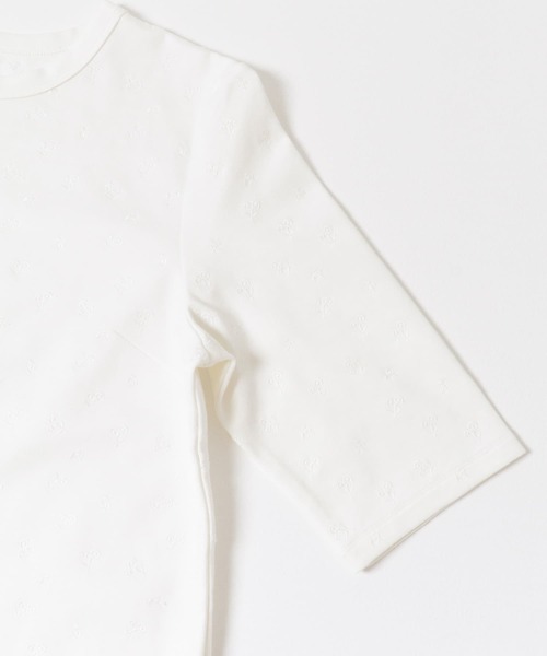 tシャツ F by ROSSO　フラワー刺繍5分袖Tシャツ レディース F by ROSSO tシャツ ROSSO フラワー刺繍5分袖Tシャツ レディース