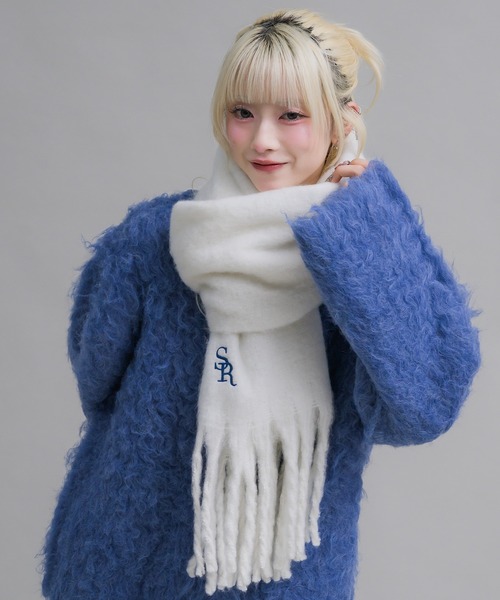 17HR（セブンティーンアワーズ） マフラー ストール ロゴ刺繍マフラー