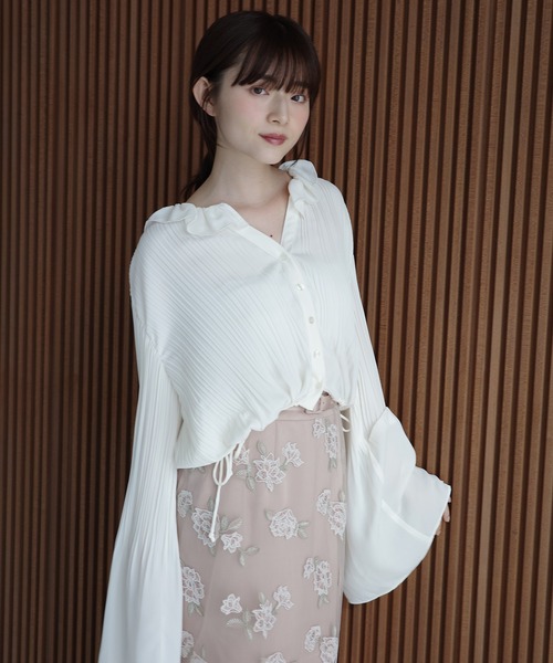 eimyistoire ウエスト切替シャツカラーフレアTOPS エイミーイストワール ウエスト切替シャツカラーフレアTOPS エイミー