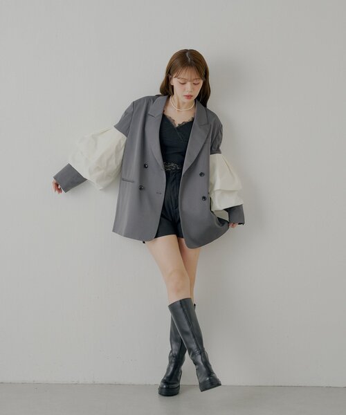 美品❣️前たてフリルが素敵❤️サマージャケット Chico ジャケット テーラードジャケット 「SALON by Chico」フリル