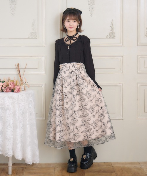 クチュールバイロジータ ワンピース フラワー刺繍ドッキングワンピース