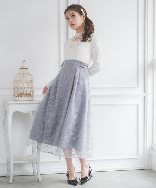 クチュールバイロジータ ワンピース フラワー刺繍ドッキングワンピース