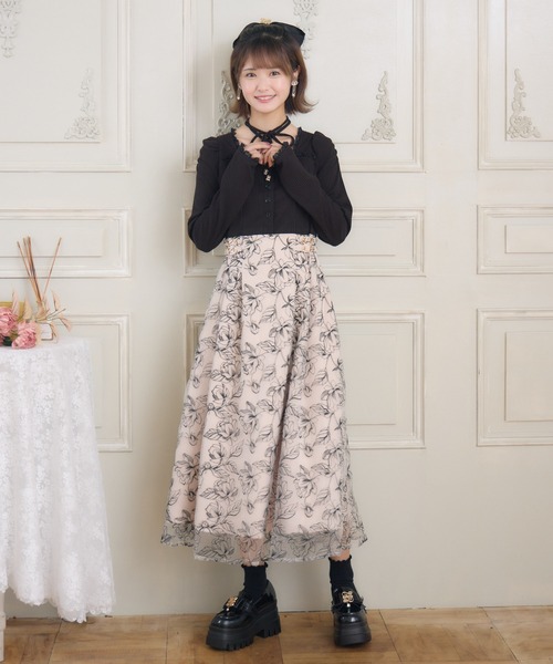 クチュールバイロジータ ワンピース フラワー刺繍ドッキングワンピース