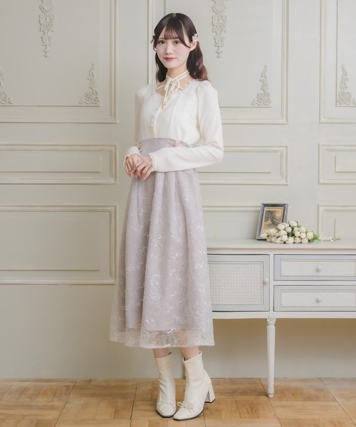 クチュールバイロジータ ワンピース フラワー刺繍ドッキングワンピース