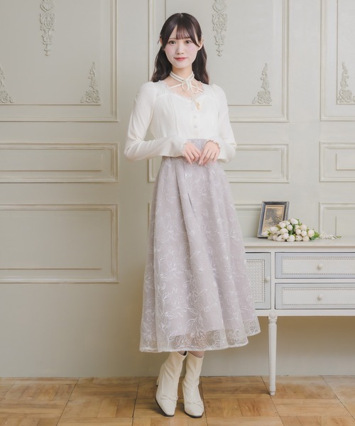 クチュールバイロジータ ワンピース フラワー刺繍ドッキングワンピース