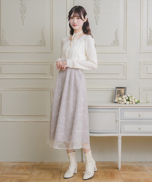 クチュールバイロジータ ワンピース フラワー刺繍ドッキングワンピース