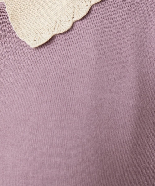 Jocomomola（ホコモモラ） カーディガン Encaje 配色レース襟ニット