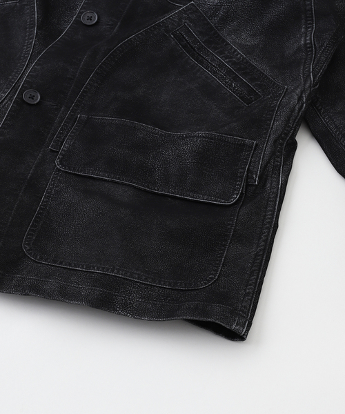 【美品】19aw DAIRIKUカバーオール ダイリク 19AW ノンウォッシュ デニム カバーオール ロゴ 刺繍 羽織 L