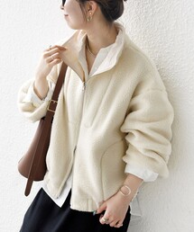 SHIPS any: ナイロン × ボア リバーシブル スタンドカラー ショート SHIPS any ブルゾン アウター any: ナイロン × ボア リバーシブル