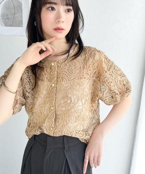 「mily bilet」 半袖ブラウス LARGE ブラック レディース_画像5