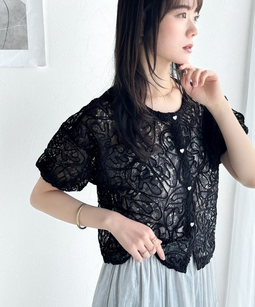 「mily bilet」 半袖ブラウス LARGE ブラック レディース_画像8