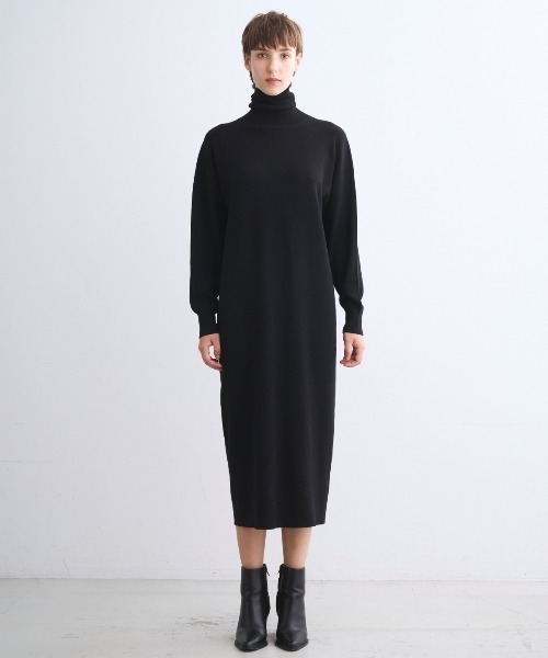 three dots Dry twill easy dressロングワンピース three dots（スリー ドッツ） ワンピース ベーシックセーター ドレス
