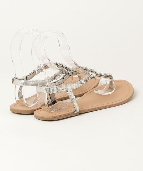 「NINE WEST」 ビジューフラットサンダル 7 1/2 シルバー レディース_画像2