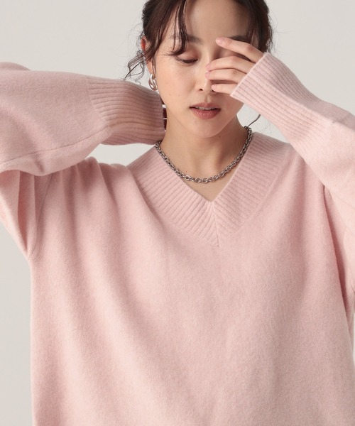 洗える フォルテフォルテ イタリア製 モヘア ニット ピンク Vネック セーター 洗える フォルテフォルテ イタリア製 モヘア ニット ピンク Vネック