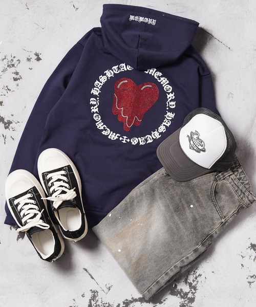 MEMORY パーカー 「MEMORY」ヘビーウェイト ドリップハート ダブルZIP