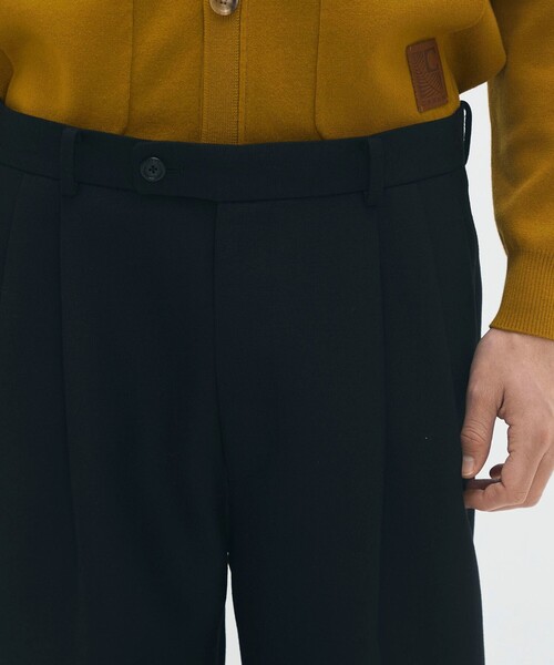【極美品】CABaN キャバン ウール 2タック スラックス 黒 M CABaN（キャバン） パンツ ウールダブルクロス 2タックワイド