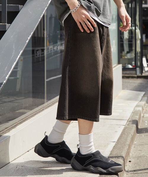 「MONO-MART」 デニムハーフパンツ S ライトブルー レディース_画像3