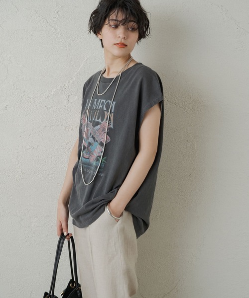 「LOUNGEDRESS」 半袖Tシャツ FREE ブラック レディース_画像3
