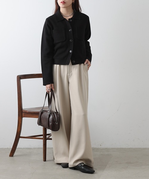 新品同様美品！GAIN ウール混紡 長袖ニット 黒 メンズ レディース 婦人服 COLONY 2139（コロニー トゥーワンスリーナイン） ニット セーター PBT