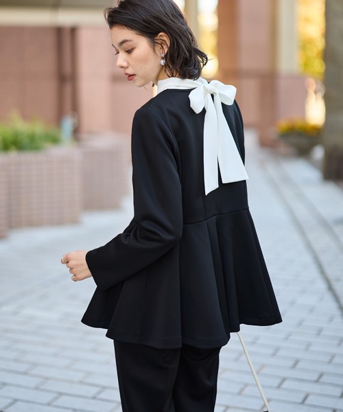 美品✨ アーヴェヴェ パンツ ブラウス セットアップ 3点セット 近年モデル ボウタイブラウス・ジレ・パンツ3点セットアップ(M ベージュ): AIMER