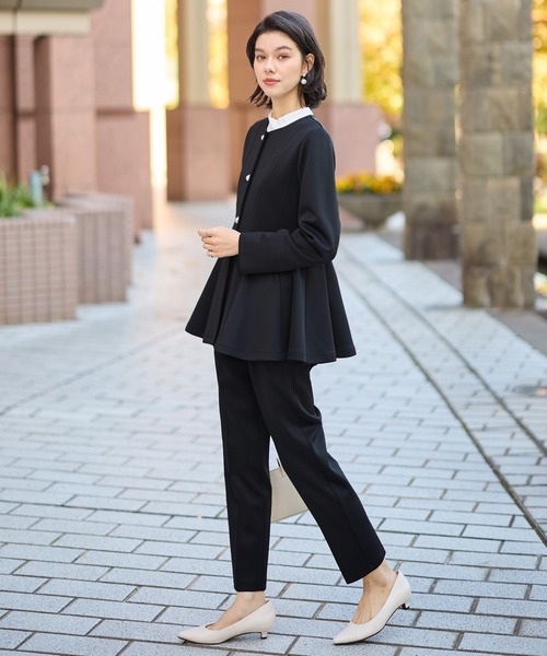 Live2 ジャケット パンツ ブラウス セットアップ RANAN（ラナン） セットアップ 「2点セット」洗える/防シワ/ストレッチ