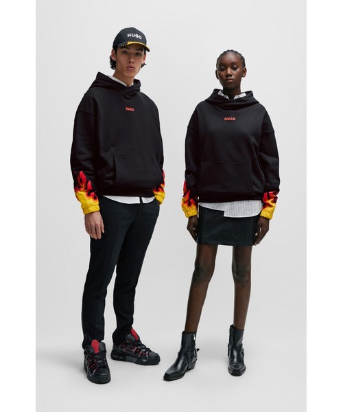 HUGO 「HUGO」 プルオーバーパーカー X-SMALL ブラック メンズ