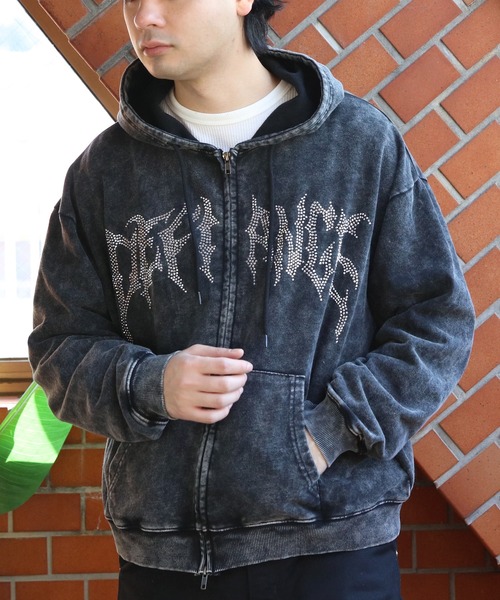 8 パーカー 製品加工ラインストーンジップパーカー メンズ レディース