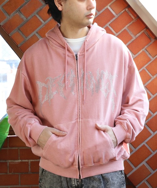 8 パーカー 製品加工ラインストーンジップパーカー メンズ レディース