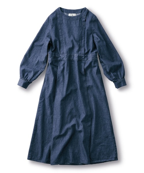 「Sunny clouds」 長袖ワンピース X-LARGE インディゴブルー レディース_画像6