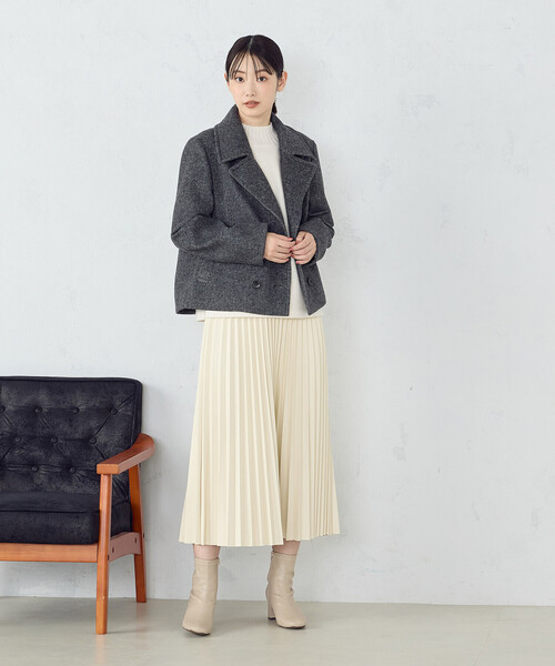「COMME CA ISM」 プリーツスカート MEDIUM ベージュ レディース_画像3