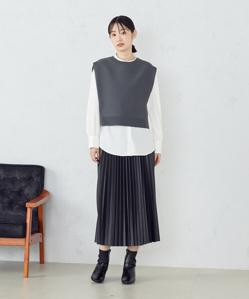 「COMME CA ISM」 プリーツスカート MEDIUM ベージュ レディース_画像5
