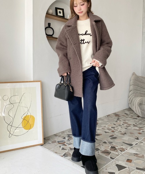 「moment+」 ピーコート M アイボリー レディース_画像5