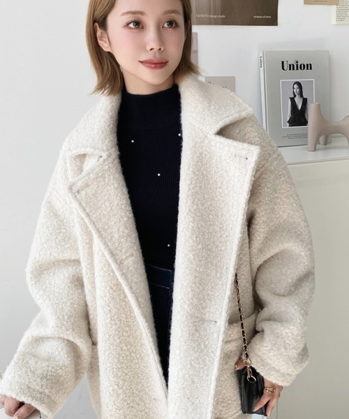 「moment+」 ピーコート M アイボリー レディース_画像9