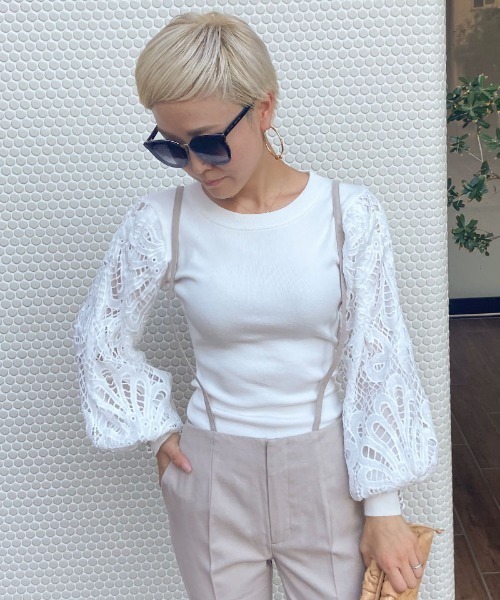 「JENNE」 長袖ニット LARGE ホワイト レディースの画像