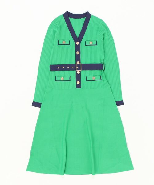 「GRACE CONTINENTAL」 ニットワンピース 36 グリーン レディースの画像