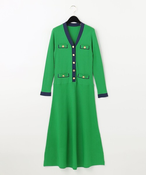 「GRACE CONTINENTAL」 ニットワンピース 36 グリーン レディースの画像