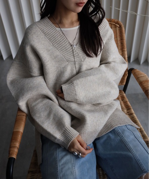 「YENNA」 長袖ニット FREE チャコールグレー レディース_画像3