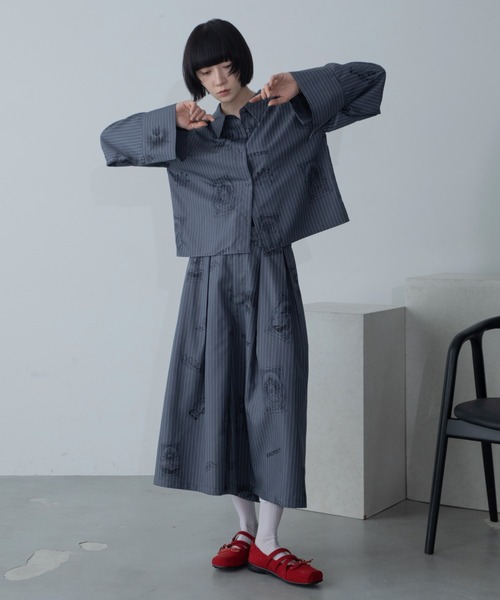 ワイドパンツ ハーフパンツ スラックス パンツ 短パン タロット柄