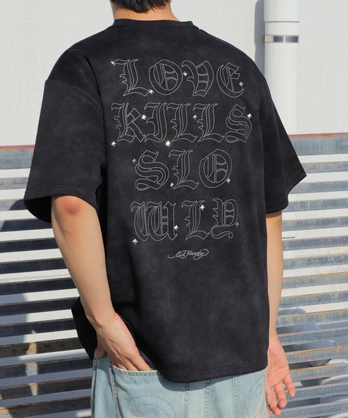 Ed Hardy（エド・ハーディー） tシャツ ロゴ × スタッズ ワンポイント
