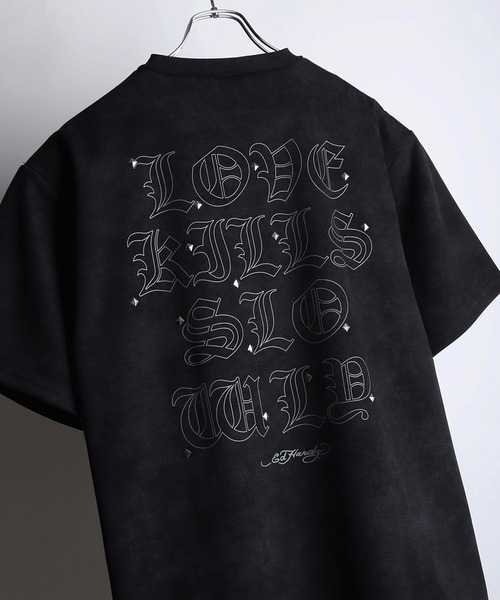 Ed Hardy（エド・ハーディー） tシャツ ロゴ × スタッズ ワンポイント