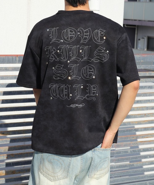 Ed Hardy（エド・ハーディー） tシャツ ロゴ × スタッズ ワンポイント
