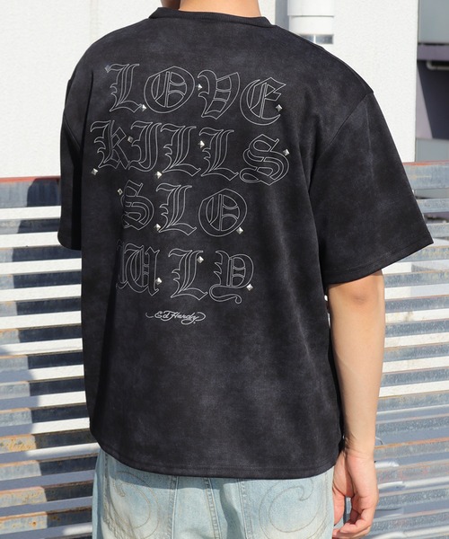 Ed Hardy（エド・ハーディー） tシャツ ロゴ × スタッズ ワンポイント