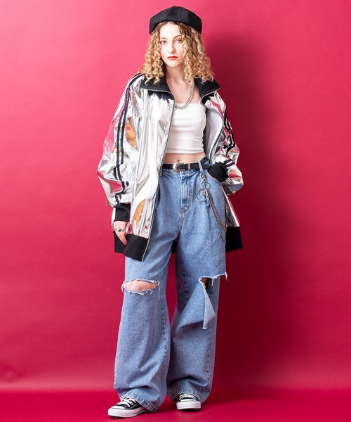 「ankoROCK」 ナイロンブルゾン ONESIZE シルバー メンズの画像