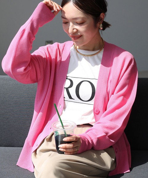 Aletta vita uvカット カーディガン UV加工ガーター編みVネック長袖