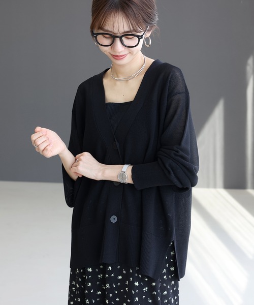 Aletta vita uvカット カーディガン UV加工ガーター編みVネック長袖
