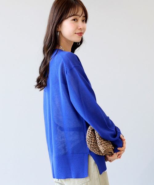 Aletta vita uvカット カーディガン UV加工ガーター編みVネック長袖