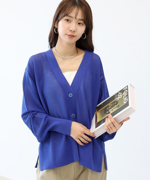 Aletta vita カーディガン uvカット UV加工ガーター編みVネック長袖